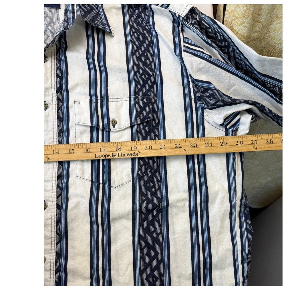 Wrangler X-Long Tails Vintage‎ Button Up Shirt 18-36 Aztec Stripe Western Cowboy - Picture 5 of 9